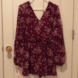 maroon floral romper